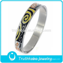 Unique Epoxy Jewelry Silver Width Bracelet Enamel Women Fashion 316 Stainless Steel Wedding Bangle